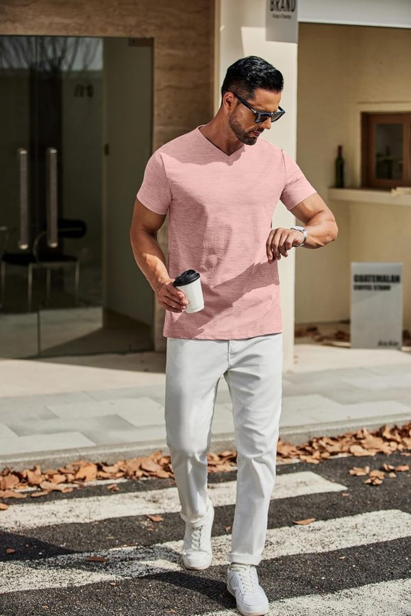 COOFANDY Men's T Shirts Short Sleeve Classic V Neck T-Shirt Casual Summer Basic Tee Shirt - Image 75