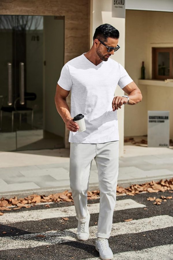 COOFANDY Men's T Shirts Short Sleeve Classic V Neck T-Shirt Casual Summer Basic Tee Shirt - Image 83