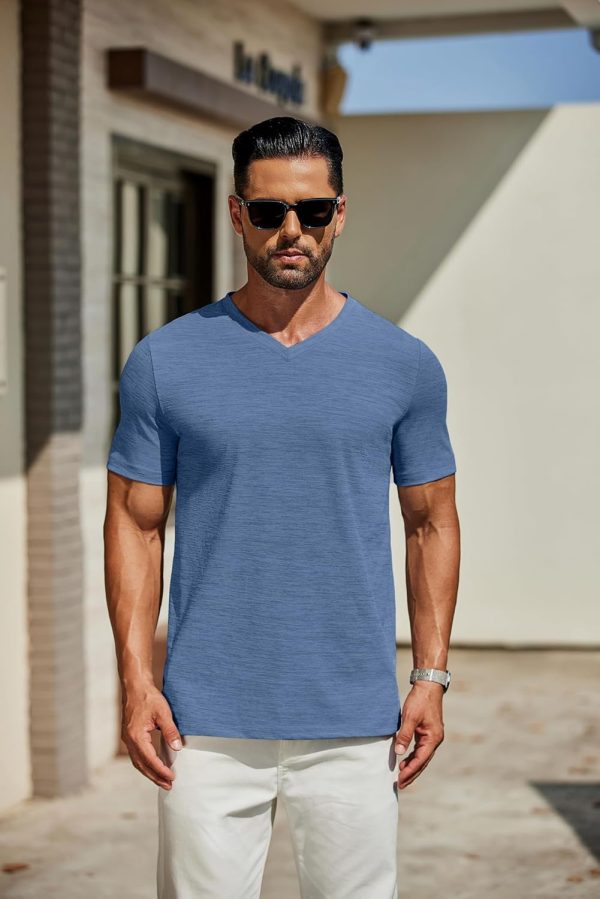 COOFANDY Men's T Shirts Short Sleeve Classic V Neck T-Shirt Casual Summer Basic Tee Shirt - Image 86