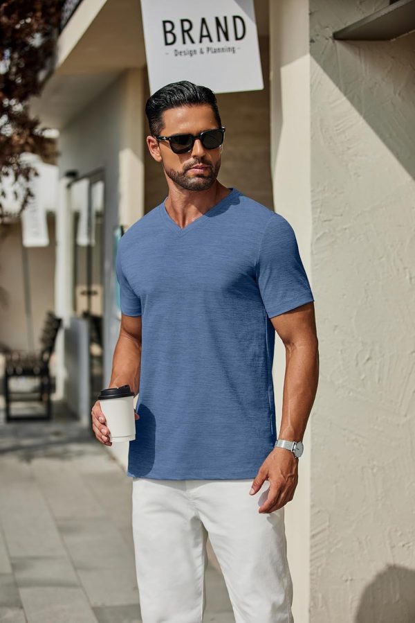 COOFANDY Men's T Shirts Short Sleeve Classic V Neck T-Shirt Casual Summer Basic Tee Shirt - Image 90
