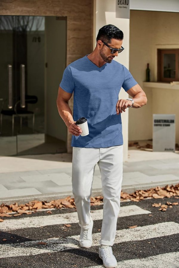 COOFANDY Men's T Shirts Short Sleeve Classic V Neck T-Shirt Casual Summer Basic Tee Shirt - Image 91