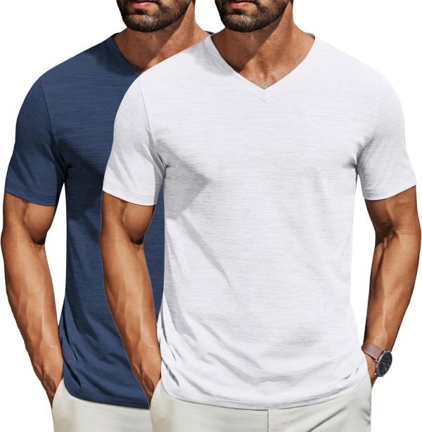 COOFANDY Men's T Shirts Short Sleeve Classic V Neck T-Shirt Casual Summer Basic Tee Shirt - Image 93