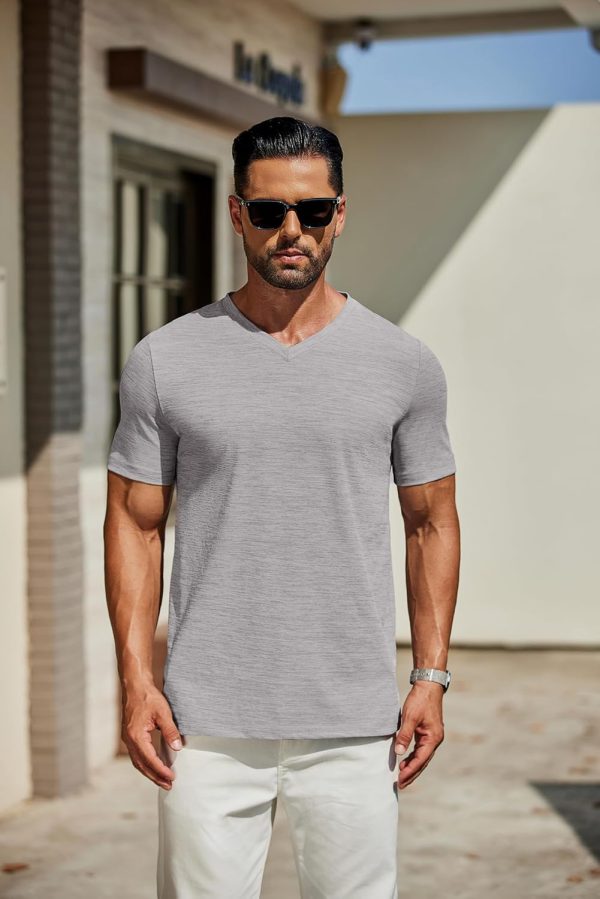 COOFANDY Men's T Shirts Short Sleeve Classic V Neck T-Shirt Casual Summer Basic Tee Shirt - Image 96