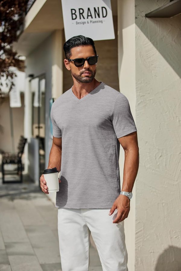 COOFANDY Men's T Shirts Short Sleeve Classic V Neck T-Shirt Casual Summer Basic Tee Shirt - Image 100
