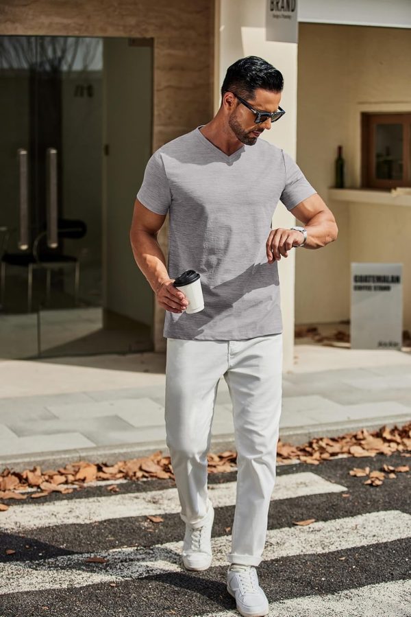 COOFANDY Men's T Shirts Short Sleeve Classic V Neck T-Shirt Casual Summer Basic Tee Shirt - Image 101