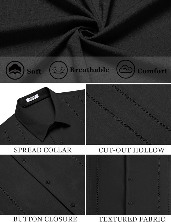 COOFANDY Men's Cuban Guayabera Shirt Casual Short Sleeve Button Down Shirts Summer Beach Shirts - Image 5
