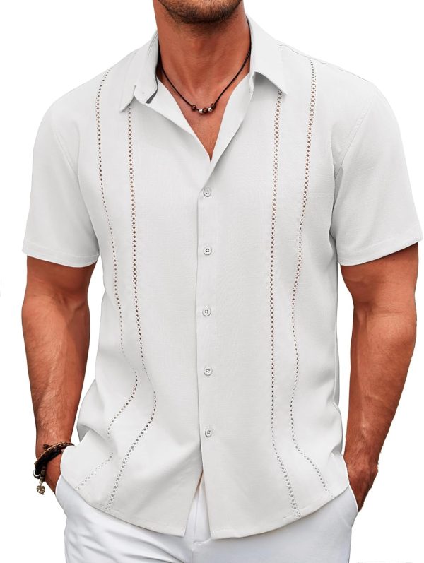 COOFANDY Men's Cuban Guayabera Shirt Casual Short Sleeve Button Down Shirts Summer Beach Shirts - Image 6