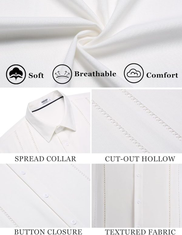 COOFANDY Men's Cuban Guayabera Shirt Casual Short Sleeve Button Down Shirts Summer Beach Shirts - Image 11