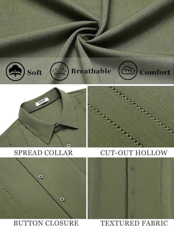 COOFANDY Men's Cuban Guayabera Shirt Casual Short Sleeve Button Down Shirts Summer Beach Shirts - Image 22