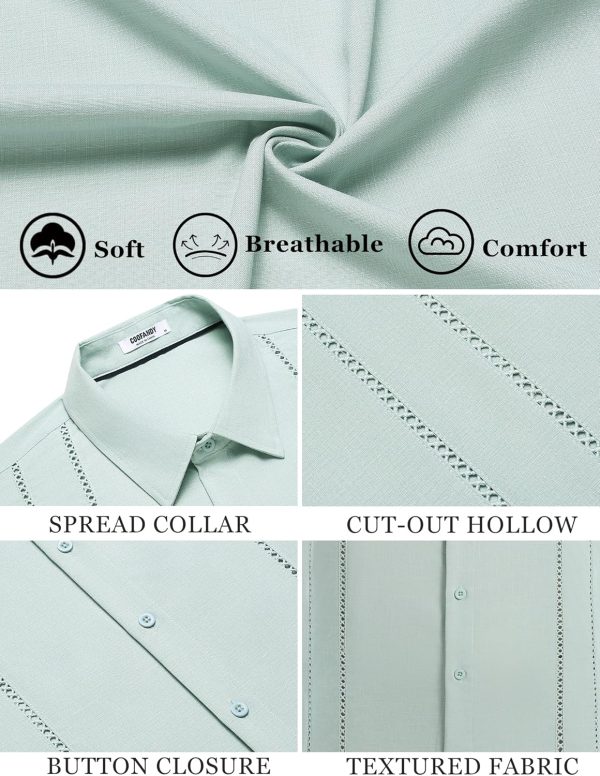 COOFANDY Men's Cuban Guayabera Shirt Casual Short Sleeve Button Down Shirts Summer Beach Shirts - Image 27
