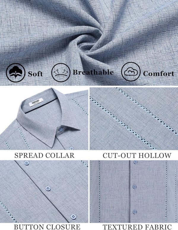 COOFANDY Men's Cuban Guayabera Shirt Casual Short Sleeve Button Down Shirts Summer Beach Shirts - Image 78