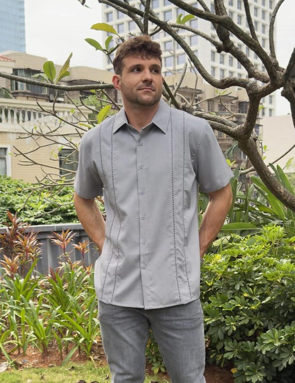COOFANDY Men's Cuban Guayabera Shirt Casual Short Sleeve Button Down Shirts Summer Beach Shirts - Image 82