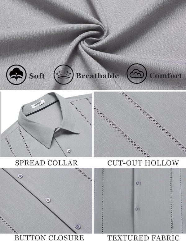 COOFANDY Men's Cuban Guayabera Shirt Casual Short Sleeve Button Down Shirts Summer Beach Shirts - Image 84