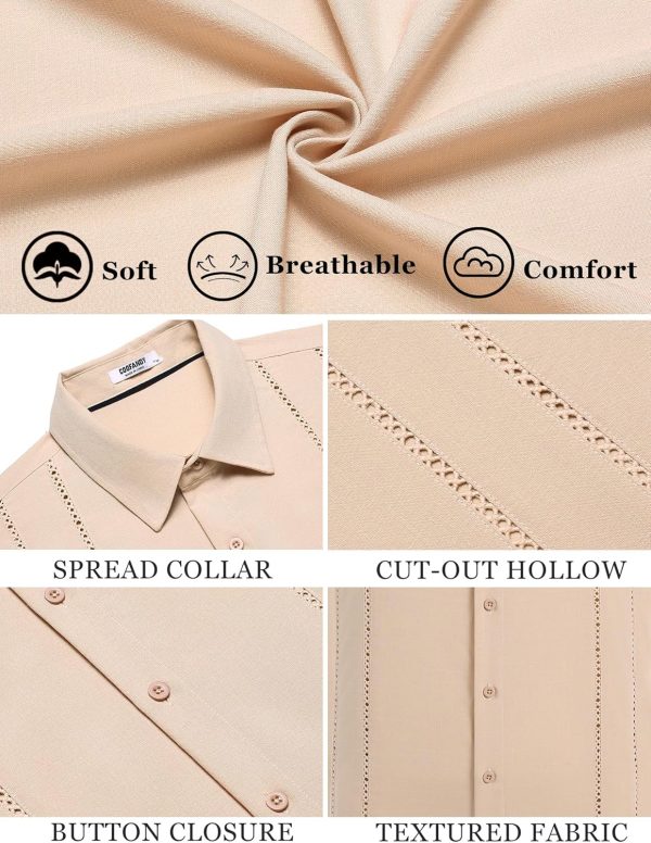 COOFANDY Men's Cuban Guayabera Shirt Casual Short Sleeve Button Down Shirts Summer Beach Shirts - Image 89