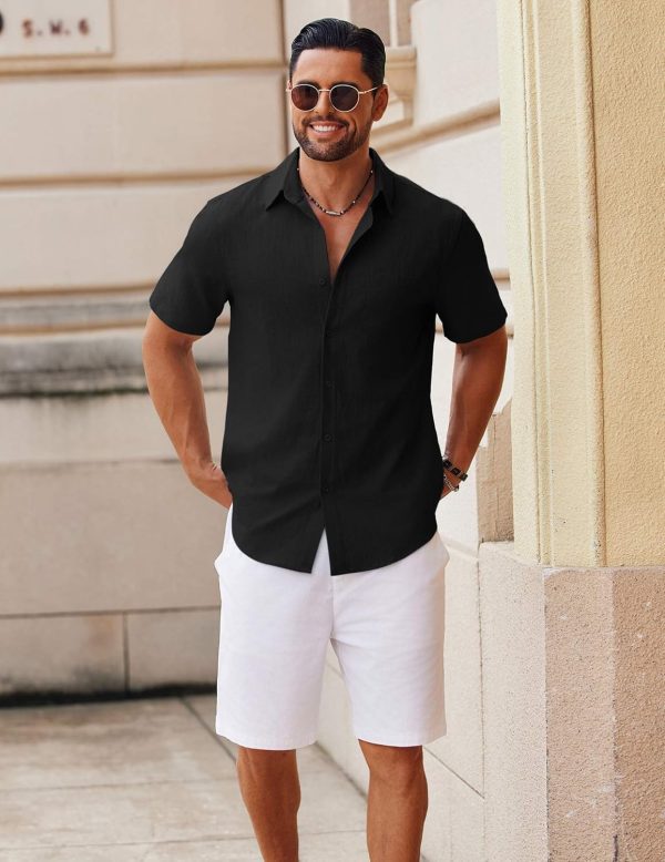 COOFANDY Men's Button Down Short Sleeve Shirt Casual Cotton Summer Beach Linen Wedding Shirts with Pocket - Image 22