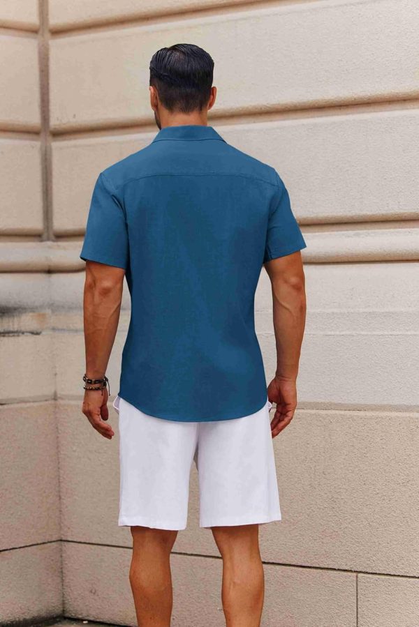 COOFANDY Men's Button Down Short Sleeve Shirt Casual Cotton Summer Beach Linen Wedding Shirts with Pocket - Image 53