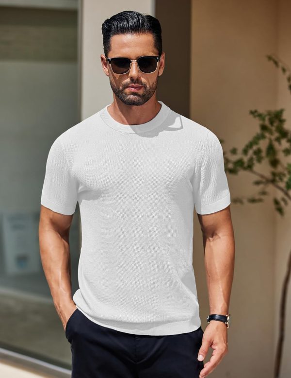 COOFANDY Men's Knit T-Shirts Short Sleeve Crewneck Shirt Casual Textured Pullover Tees - Image 2