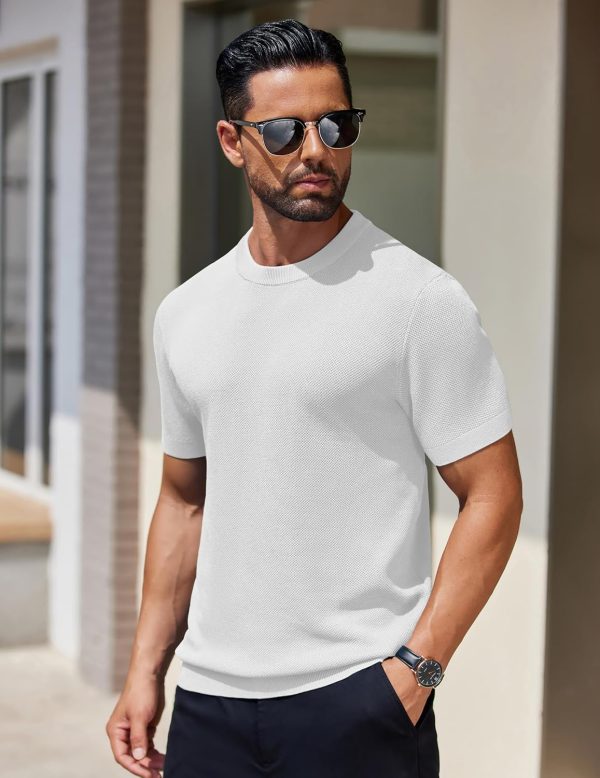 COOFANDY Men's Knit T-Shirts Short Sleeve Crewneck Shirt Casual Textured Pullover Tees - Image 3