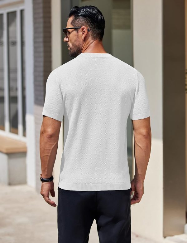 COOFANDY Men's Knit T-Shirts Short Sleeve Crewneck Shirt Casual Textured Pullover Tees - Image 4