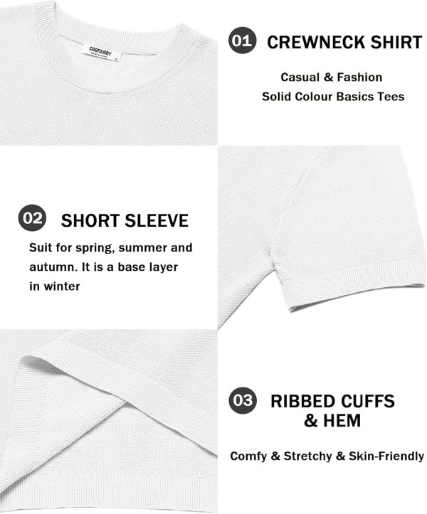COOFANDY Men's Knit T-Shirts Short Sleeve Crewneck Shirt Casual Textured Pullover Tees - Image 6