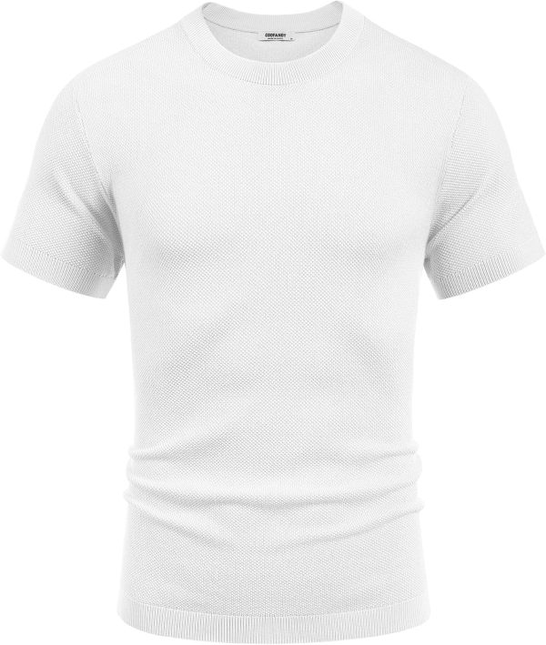 COOFANDY Men's Knit T-Shirts Short Sleeve Crewneck Shirt Casual Textured Pullover Tees - Image 8