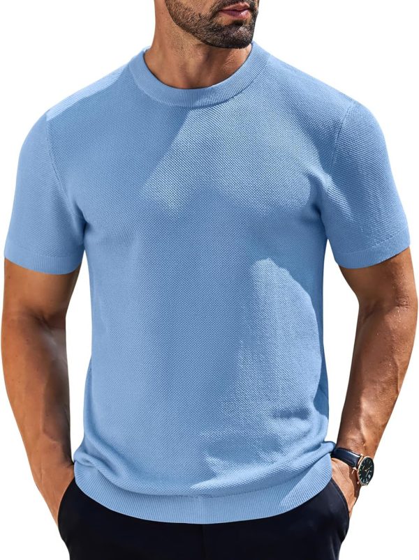 COOFANDY Men's Knit T-Shirts Short Sleeve Crewneck Shirt Casual Textured Pullover Tees - Image 9