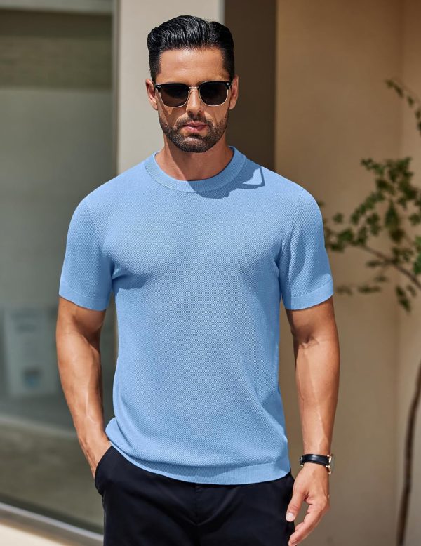 COOFANDY Men's Knit T-Shirts Short Sleeve Crewneck Shirt Casual Textured Pullover Tees - Image 10