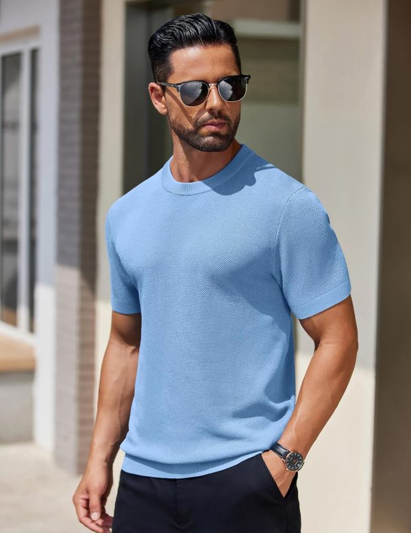 COOFANDY Men's Knit T-Shirts Short Sleeve Crewneck Shirt Casual Textured Pullover Tees - Image 11