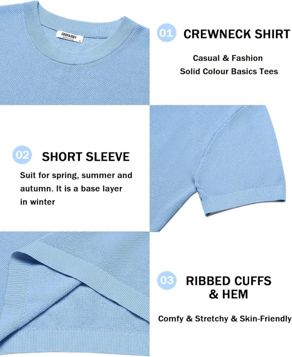 COOFANDY Men's Knit T-Shirts Short Sleeve Crewneck Shirt Casual Textured Pullover Tees - Image 14