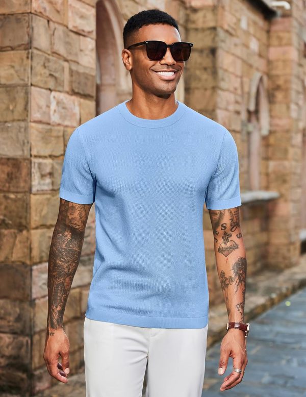 COOFANDY Men's Knit T-Shirts Short Sleeve Crewneck Shirt Casual Textured Pullover Tees - Image 15