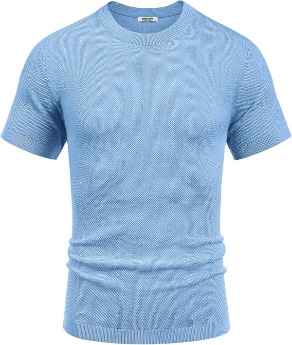 COOFANDY Men's Knit T-Shirts Short Sleeve Crewneck Shirt Casual Textured Pullover Tees - Image 16