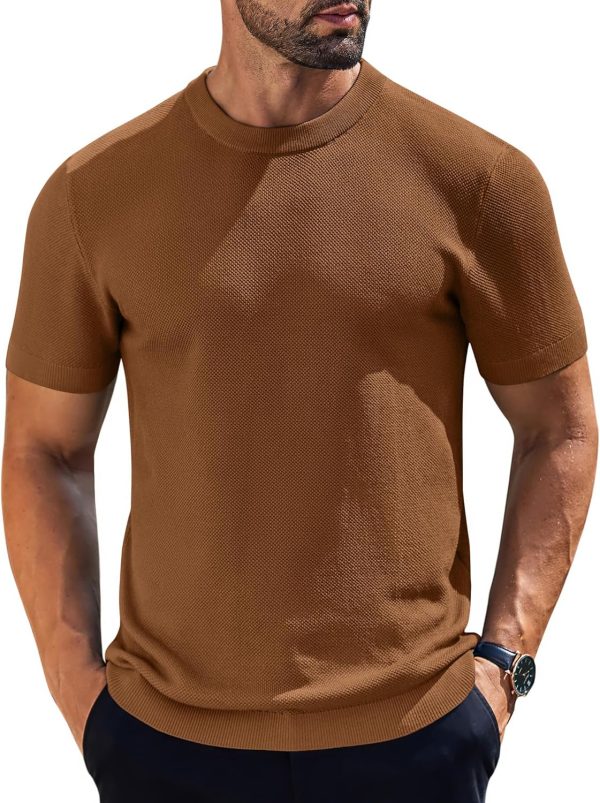 COOFANDY Men's Knit T-Shirts Short Sleeve Crewneck Shirt Casual Textured Pullover Tees - Image 17