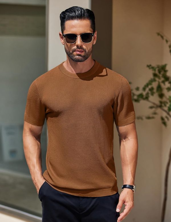 COOFANDY Men's Knit T-Shirts Short Sleeve Crewneck Shirt Casual Textured Pullover Tees - Image 18