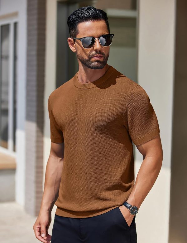 COOFANDY Men's Knit T-Shirts Short Sleeve Crewneck Shirt Casual Textured Pullover Tees - Image 19