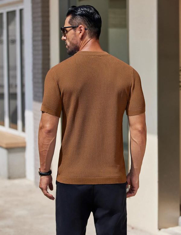 COOFANDY Men's Knit T-Shirts Short Sleeve Crewneck Shirt Casual Textured Pullover Tees - Image 20