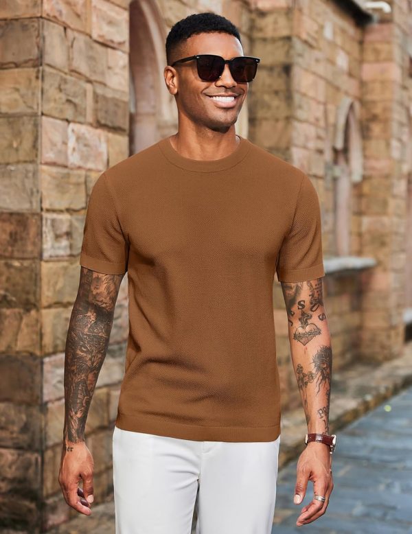 COOFANDY Men's Knit T-Shirts Short Sleeve Crewneck Shirt Casual Textured Pullover Tees - Image 23
