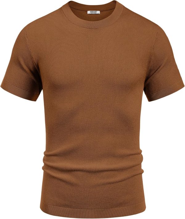 COOFANDY Men's Knit T-Shirts Short Sleeve Crewneck Shirt Casual Textured Pullover Tees - Image 24
