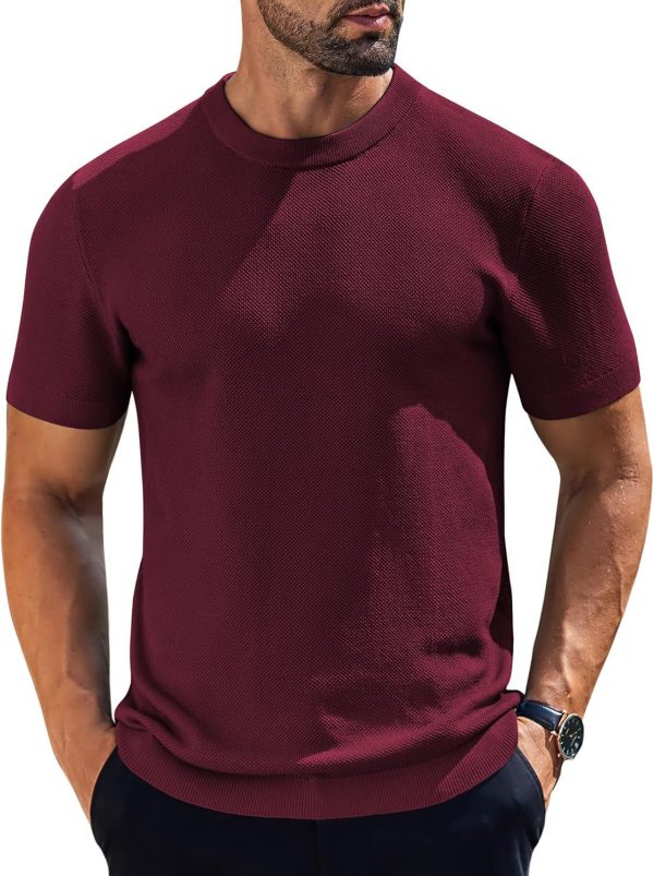 COOFANDY Men's Knit T-Shirts Short Sleeve Crewneck Shirt Casual Textured Pullover Tees - Image 25