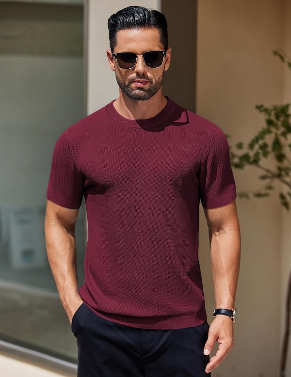 COOFANDY Men's Knit T-Shirts Short Sleeve Crewneck Shirt Casual Textured Pullover Tees - Image 26