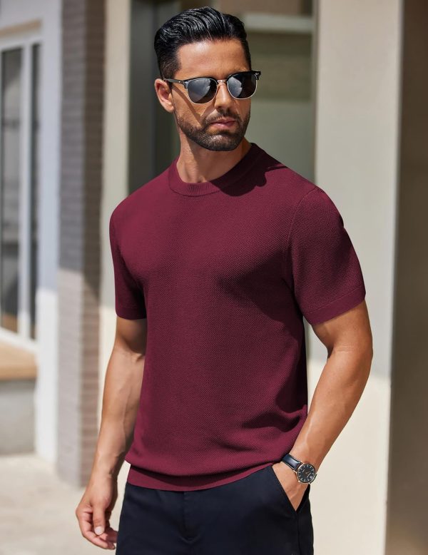 COOFANDY Men's Knit T-Shirts Short Sleeve Crewneck Shirt Casual Textured Pullover Tees - Image 27