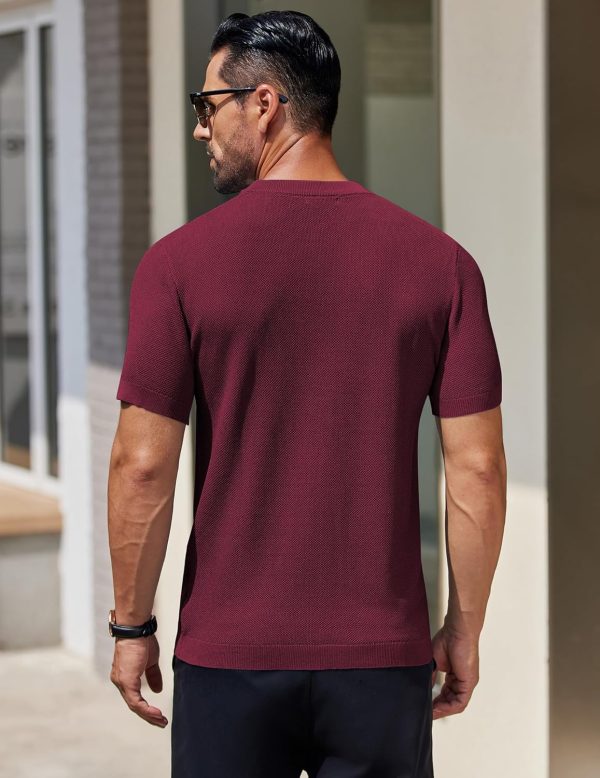COOFANDY Men's Knit T-Shirts Short Sleeve Crewneck Shirt Casual Textured Pullover Tees - Image 28