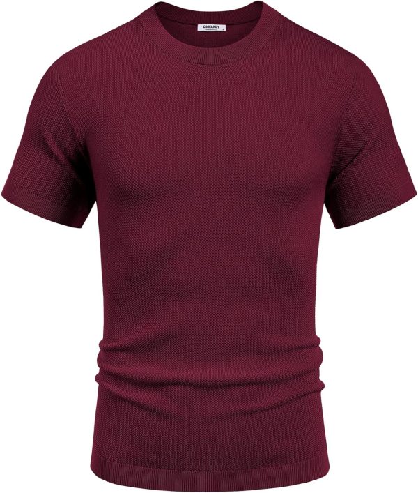 COOFANDY Men's Knit T-Shirts Short Sleeve Crewneck Shirt Casual Textured Pullover Tees - Image 31