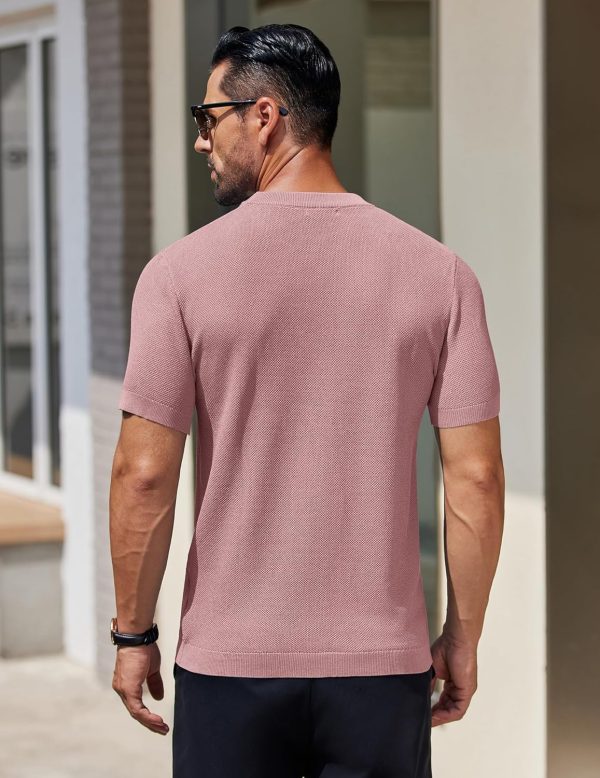 COOFANDY Men's Knit T-Shirts Short Sleeve Crewneck Shirt Casual Textured Pullover Tees - Image 36