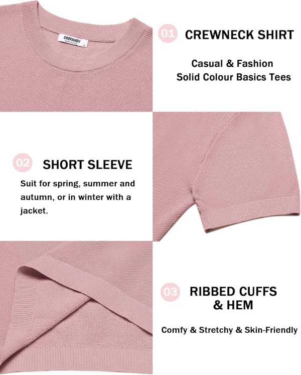 COOFANDY Men's Knit T-Shirts Short Sleeve Crewneck Shirt Casual Textured Pullover Tees - Image 38