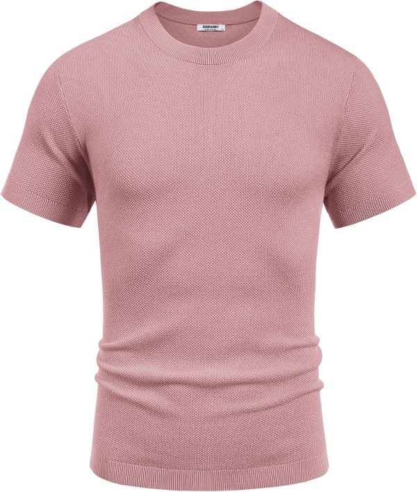 COOFANDY Men's Knit T-Shirts Short Sleeve Crewneck Shirt Casual Textured Pullover Tees - Image 39