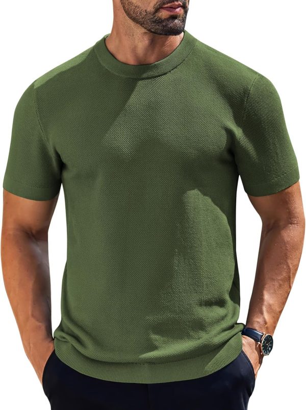 COOFANDY Men's Knit T-Shirts Short Sleeve Crewneck Shirt Casual Textured Pullover Tees - Image 41