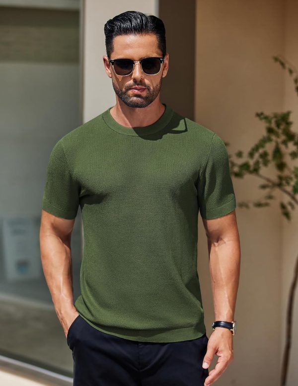 COOFANDY Men's Knit T-Shirts Short Sleeve Crewneck Shirt Casual Textured Pullover Tees - Image 42