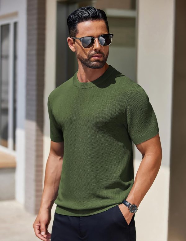 COOFANDY Men's Knit T-Shirts Short Sleeve Crewneck Shirt Casual Textured Pullover Tees - Image 43