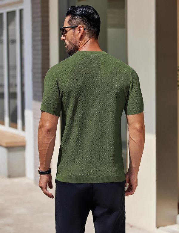 COOFANDY Men's Knit T-Shirts Short Sleeve Crewneck Shirt Casual Textured Pullover Tees - Image 44