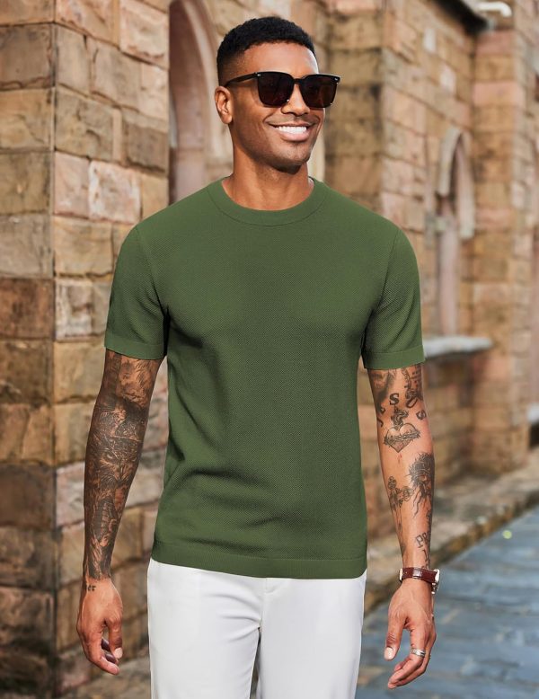 COOFANDY Men's Knit T-Shirts Short Sleeve Crewneck Shirt Casual Textured Pullover Tees - Image 47